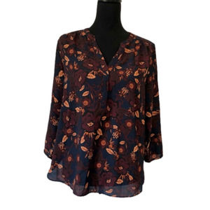 𝅺NYDJ Floral Long Sleeve Blouse Size Small